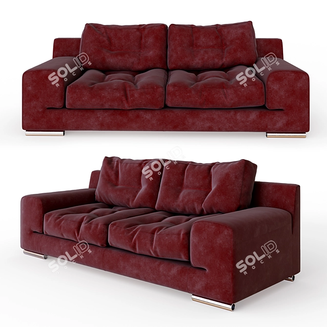 Modern 3-Seater Sofa, 226cm Width 3D model image 1