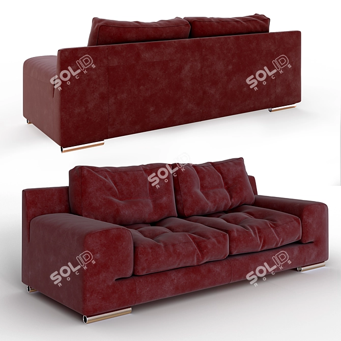 Modern 3-Seater Sofa, 226cm Width 3D model image 2