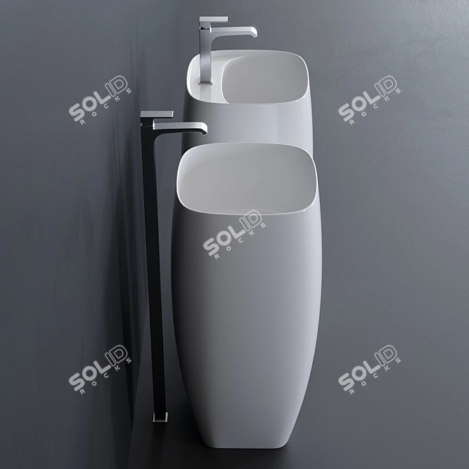 Alice Ceramica Nur Washbasin: Elegant Freestanding Design 3D model image 2