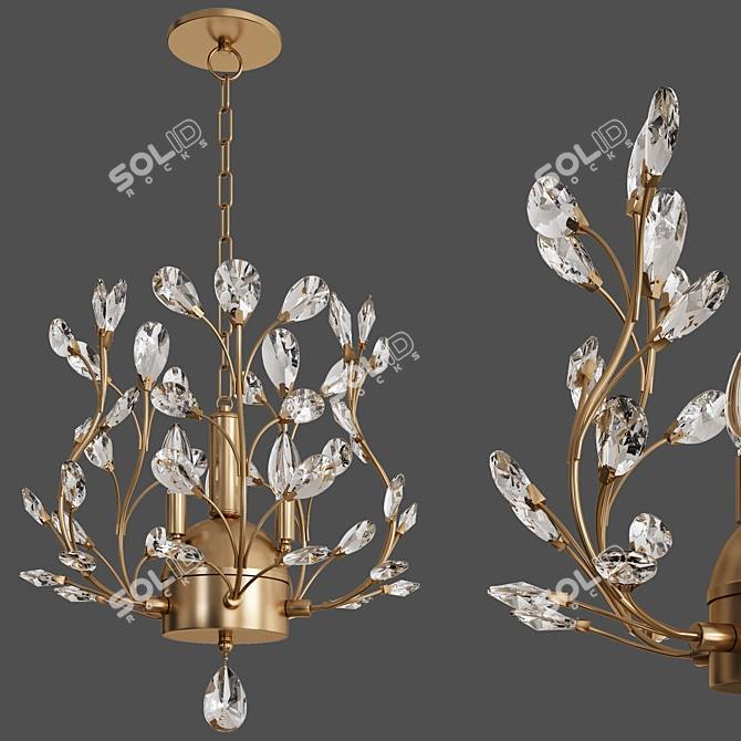 Elegant Golden Luxury Crystal Chandelier 3D model image 2