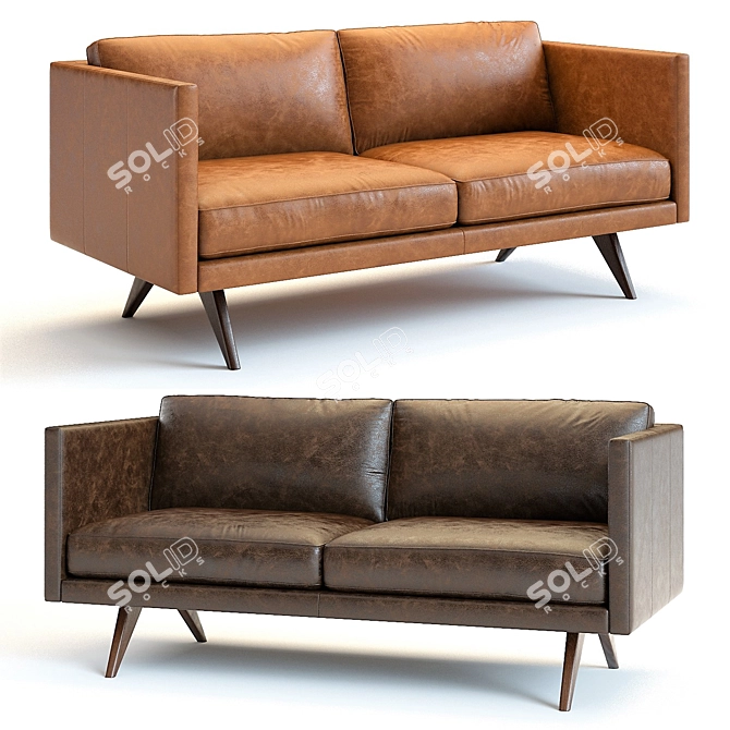 West Elm Brooklyn Leather Sofa: Stylish and Comfortable 3D model image 1