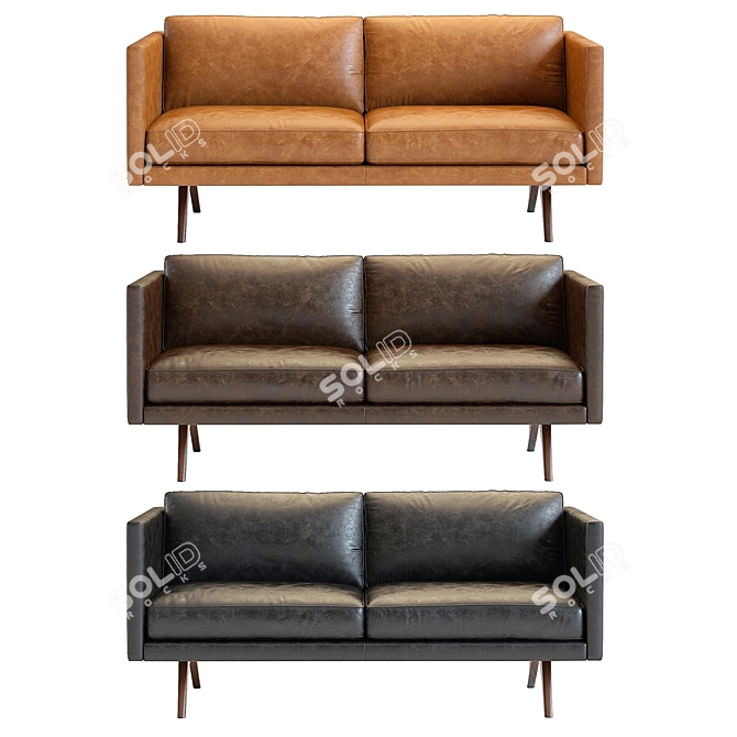 West Elm Brooklyn Leather Sofa: Stylish and Comfortable 3D model image 2