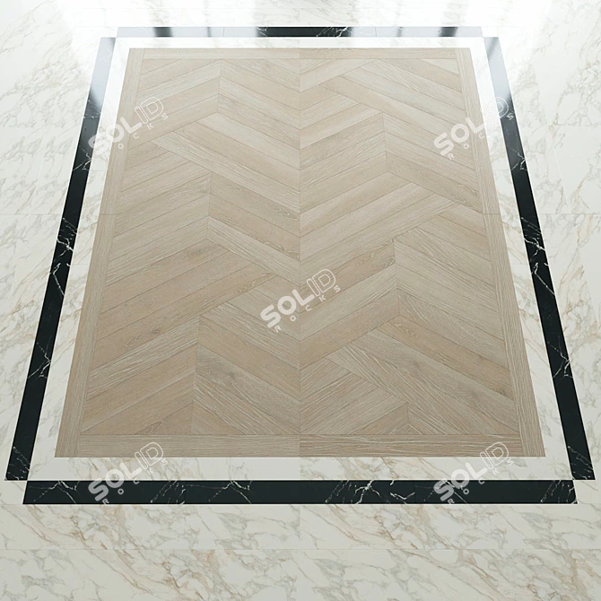 Luxury Oak & Marble Parquet 3D model image 3