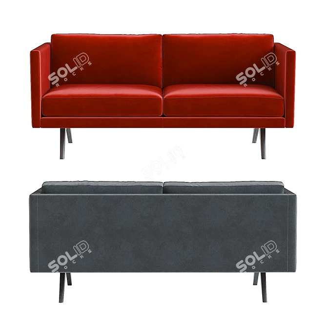 West Elm Brooklyn Velvet Sofa: Luxurious Comfort in 4 Stunning Colors 3D model image 2