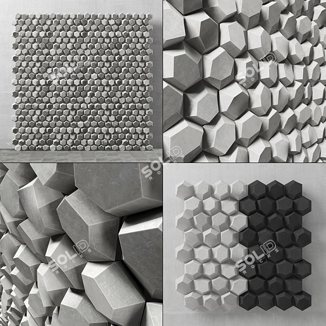 Hexagon Panel Decor: Polygons - 55000, Vertices - 57000 3D model image 1