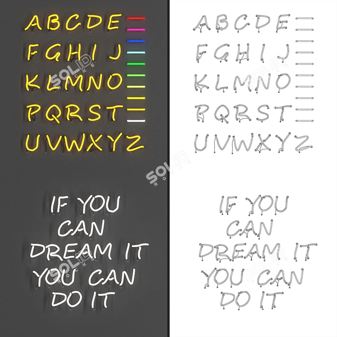 Neon Letters: Modular & Vibrant 3D model image 1