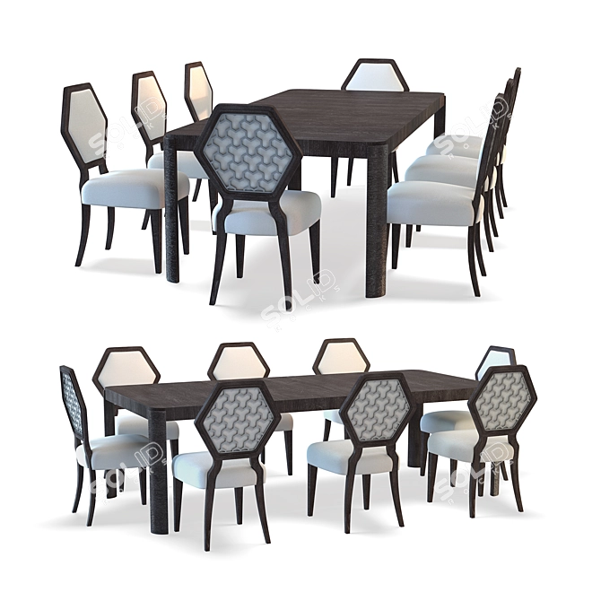 GEODE Gem Set: Dining Table & Side Chair 3D model image 1