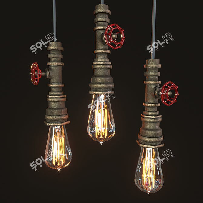 Industrial Metal Pendant Lamp 3D model image 1