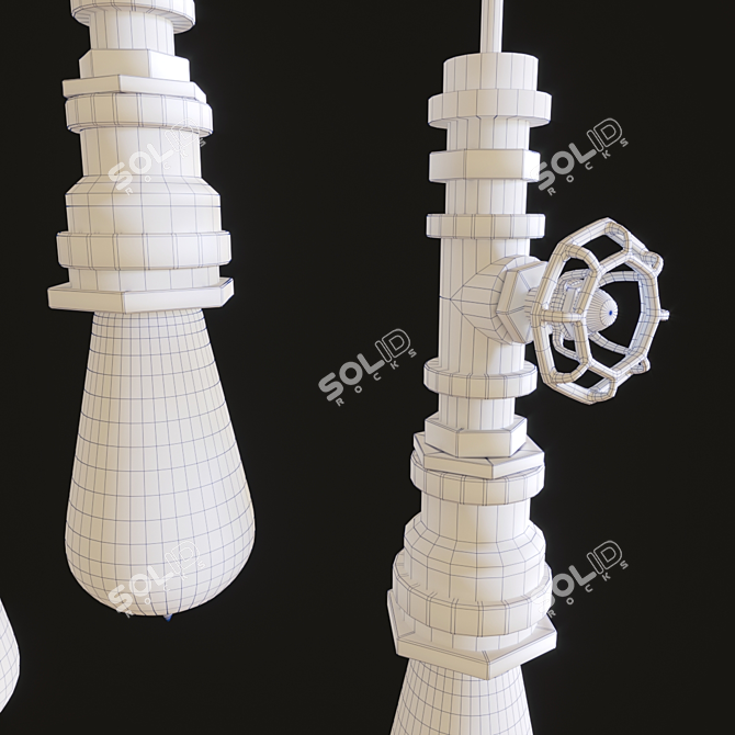Industrial Metal Pendant Lamp 3D model image 3