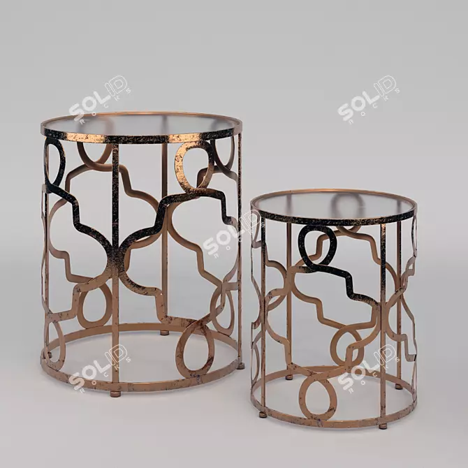 Golden Otto Side Tables - Set of 2 3D model image 1