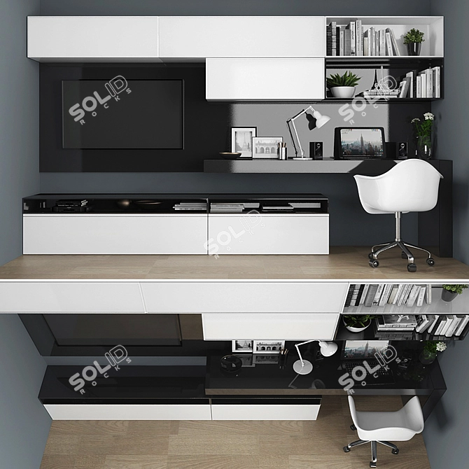 Multifunctional TV Stand and Work Zone 3D model image 1