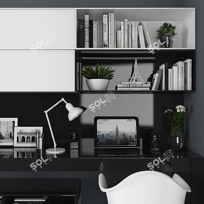 Multifunctional TV Stand and Work Zone 3D model image 2