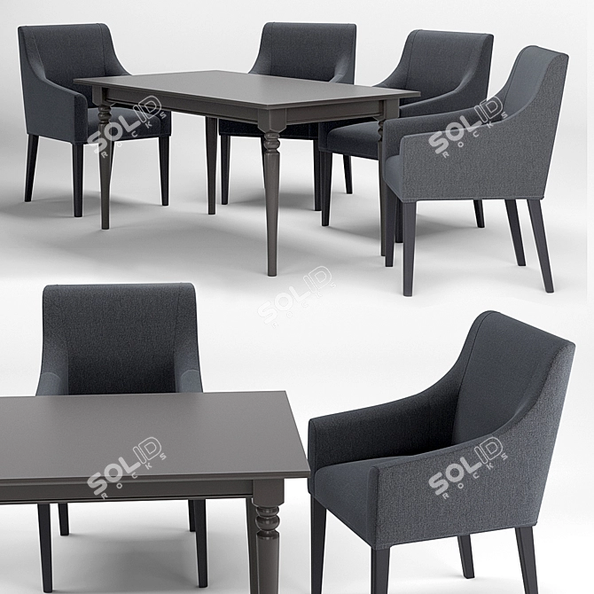 Comfortable and Stylish: IKEA SAKARIAS Armchair and INGATORP Dining Table Set 3D model image 1