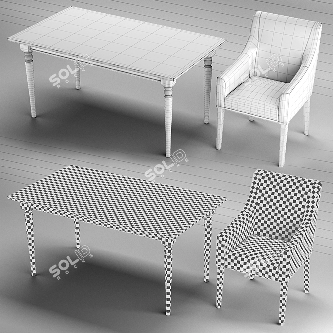 Comfortable and Stylish: IKEA SAKARIAS Armchair and INGATORP Dining Table Set 3D model image 3