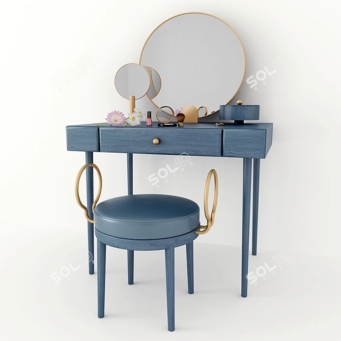 Elegant Blue Rose Selavy Dressing Table 3D model image 1