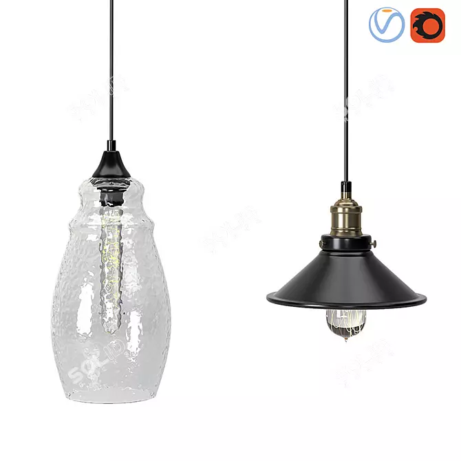 Scandi-Style 3D Ceiling Lamps 3D model image 1