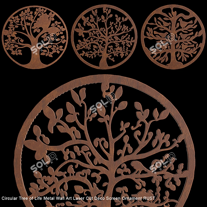 Circular Tree of Life Metal Art 3D model image 1