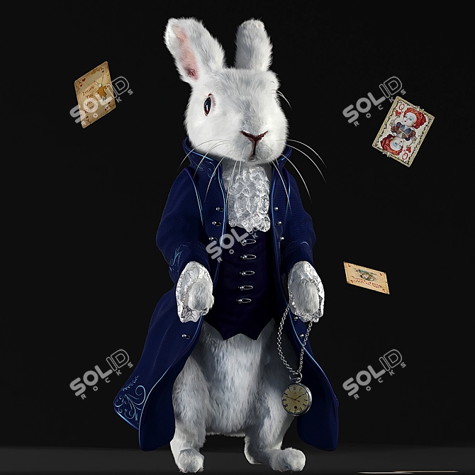 Whimsical White Rabbit Sculpture 3D model image 1