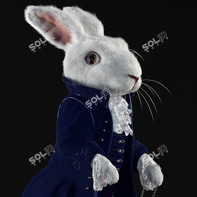Whimsical White Rabbit Sculpture 3D model image 2