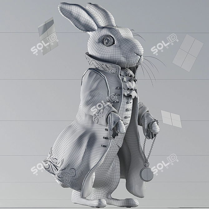 Whimsical White Rabbit Sculpture 3D model image 3