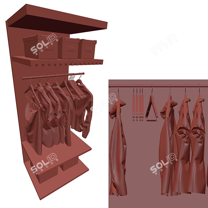 Organize Your Closet with Stylish Shelves & Holders! 3D model image 3