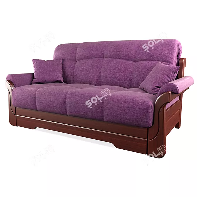 Accordion Sofa with Wood Armrests - GARWOOD 3D model image 1