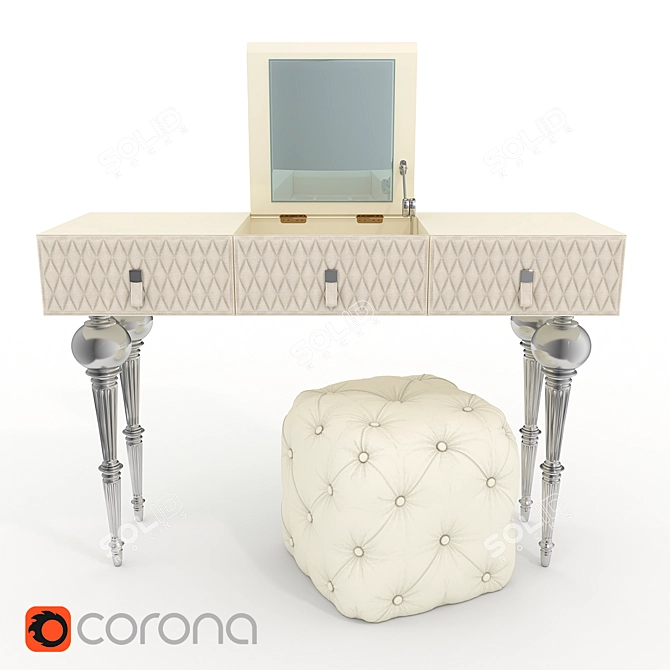 Elegant Nubuck Leather Vanity Set 3D model image 1