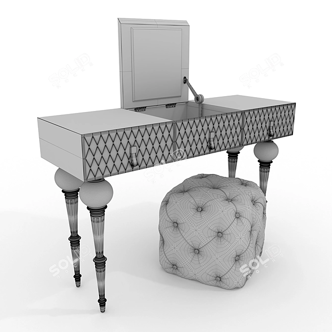 Elegant Nubuck Leather Vanity Set 3D model image 3