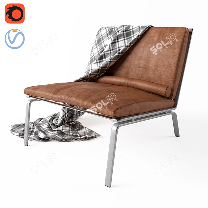Sleek Steel Lounge Chair 3D model image 1