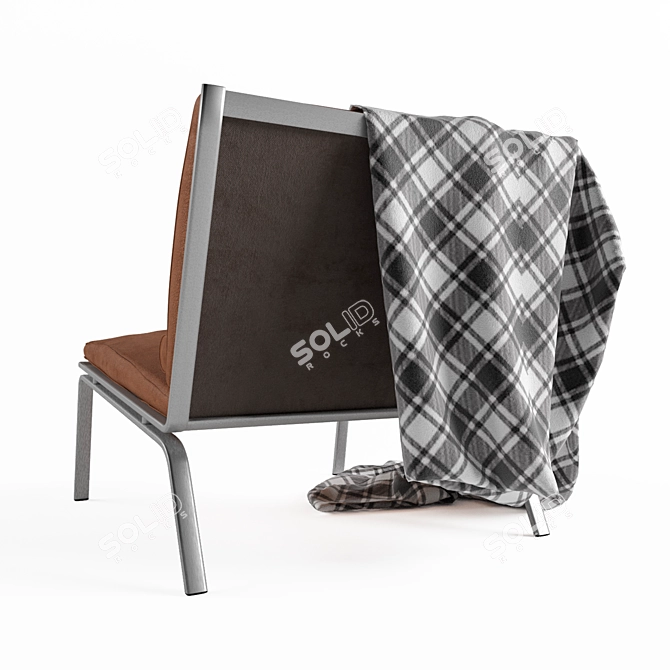 Sleek Steel Lounge Chair 3D model image 2