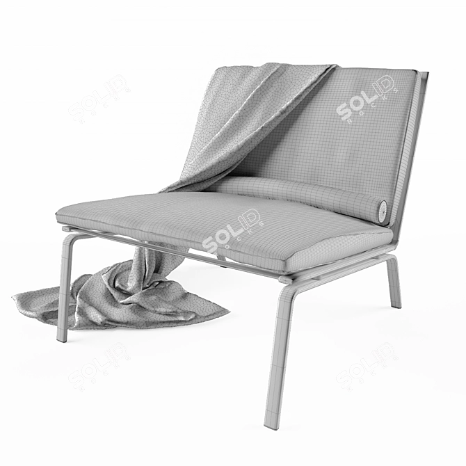 Sleek Steel Lounge Chair 3D model image 3
