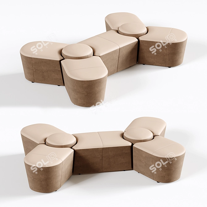 Title: OM Molecule 5-Seat Sofa 3D model image 1