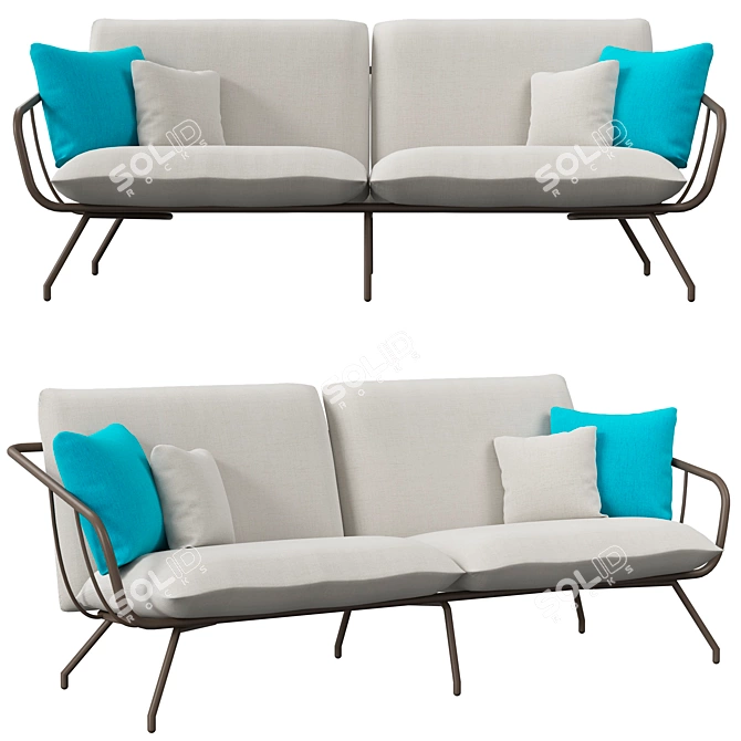 Nansa Garden Sofa: Sleek Steel Design 3D model image 1