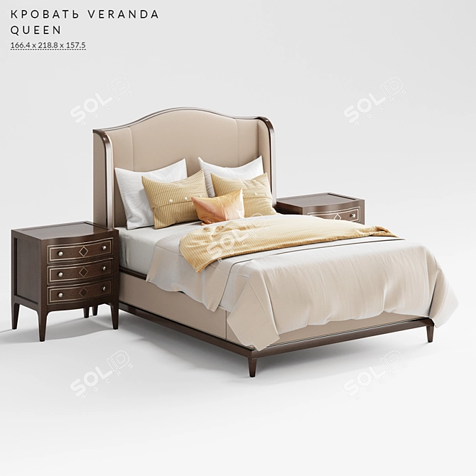 Elegant VERANDA Queen Bed 3D model image 1