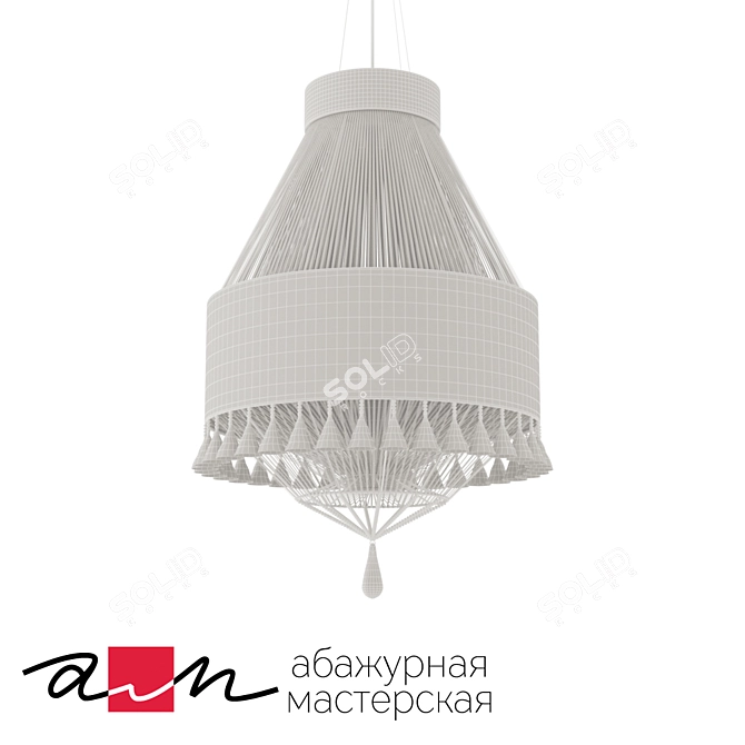 Colorful Suspended Lamp with PVC Shade and Tassels 3D model image 2