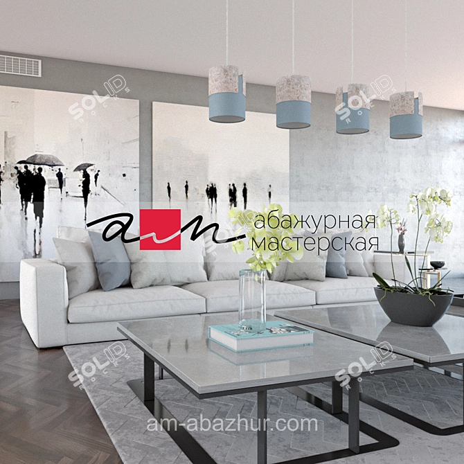 Sleek "Porto" Pendant Light 3D model image 3