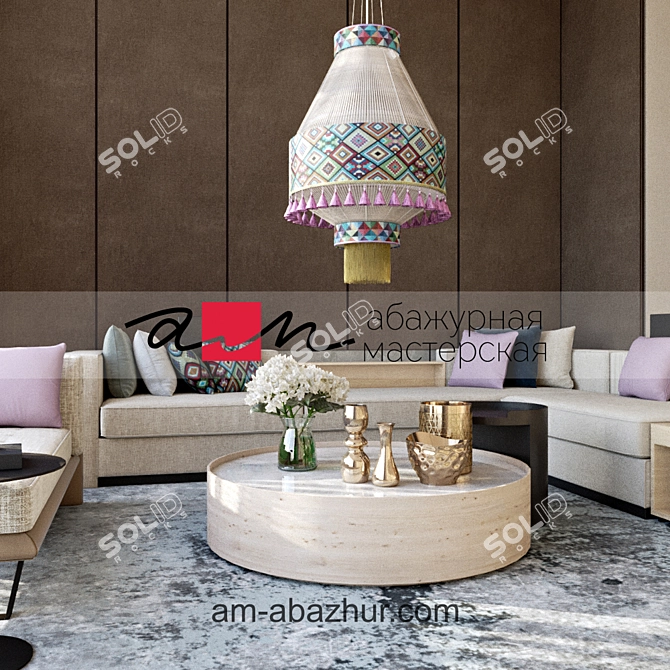 Boho Charm Suspended Light 3D model image 3