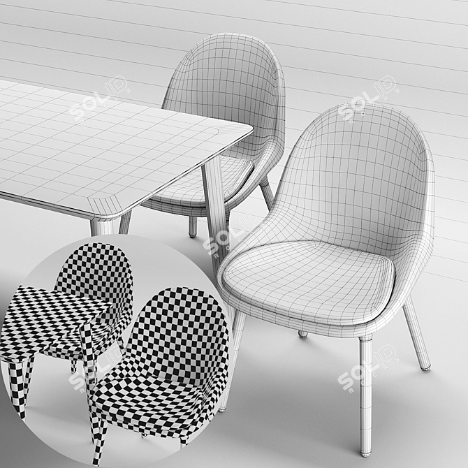 Elegant IKEA Set: BALTSAR Chair & LISABO Dining Table 3D model image 3