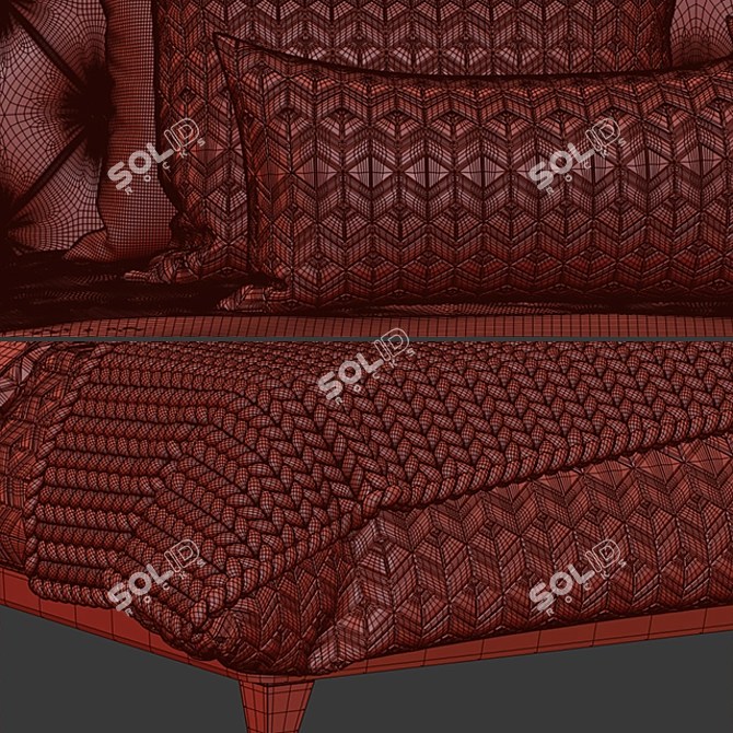 Elegant Ashley Tufted Bed 3D model image 3