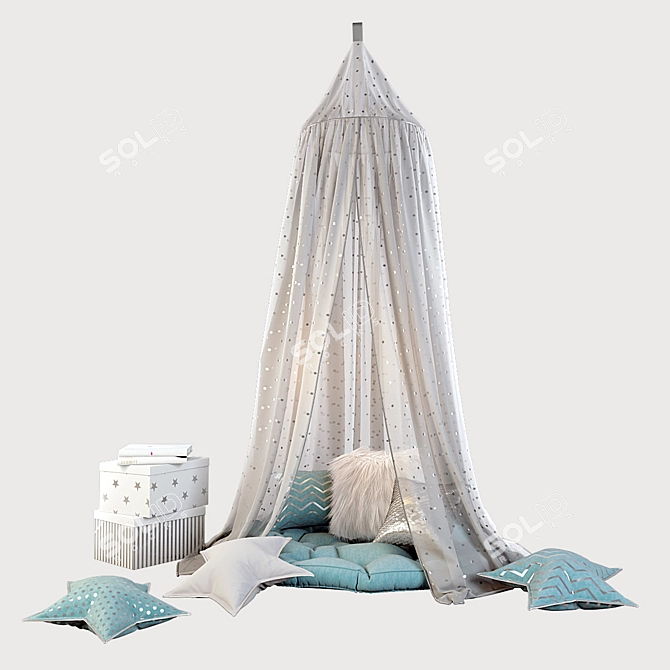 Scandi Kids Canopy: Gray-Blue Decor 3D model image 1