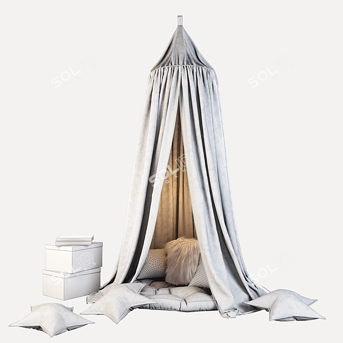 Scandi Kids Canopy: Gray-Blue Decor 3D model image 3