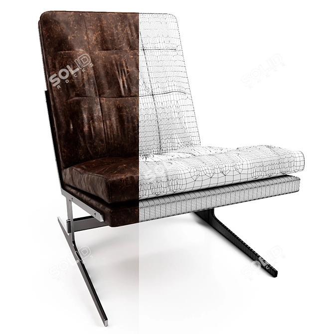 Vintage 1960s Armchair by Fabricius & Kastholm 3D model image 3