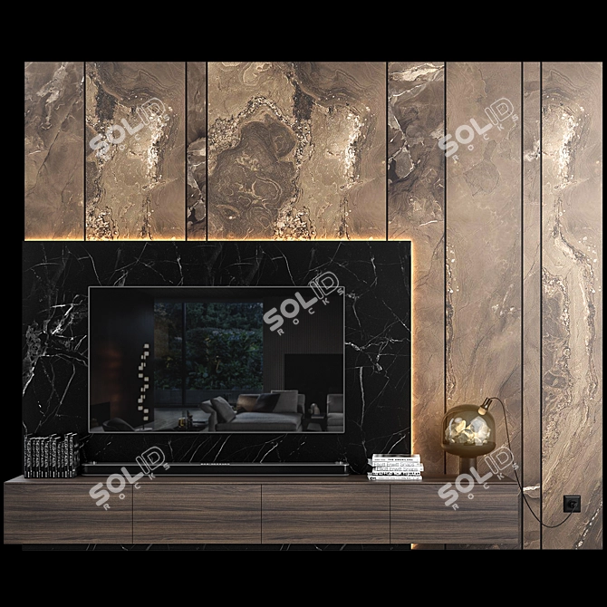 Sleek 3D Max TV Wall Set 3D model image 1