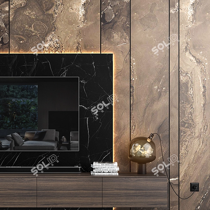 Sleek 3D Max TV Wall Set 3D model image 2