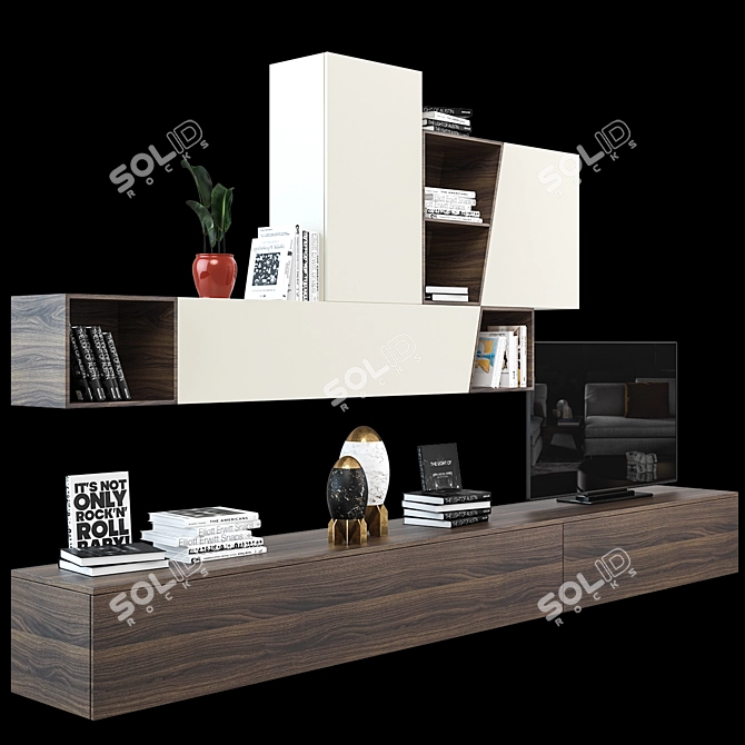 Modern TV Wall Set with 3D Design 3D model image 2