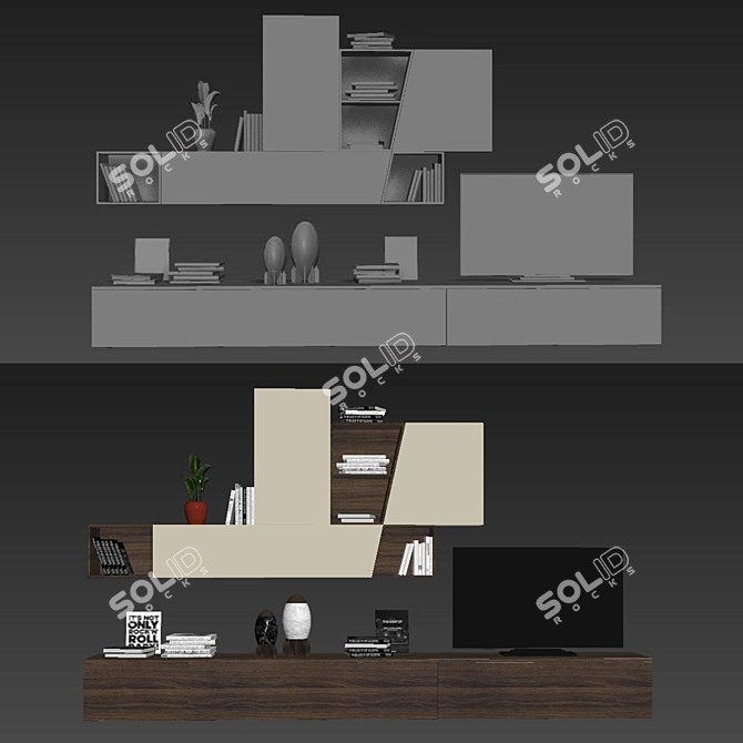 Modern TV Wall Set with 3D Design 3D model image 3