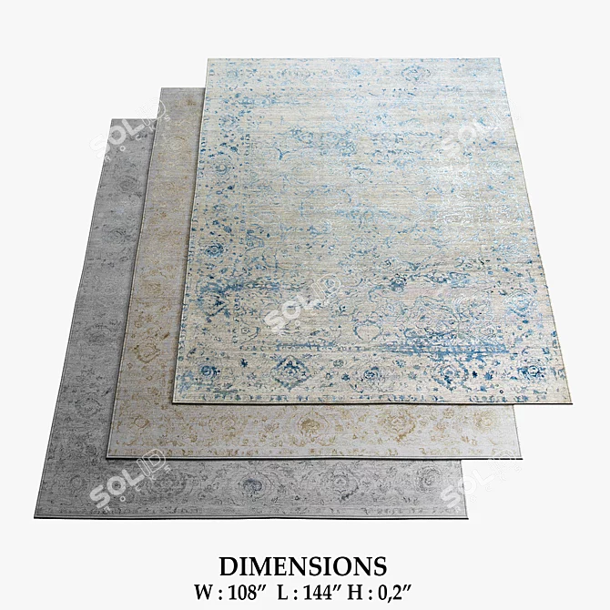 Viviane F6 Rugs in Blue, Brass & Grey 3D model image 1