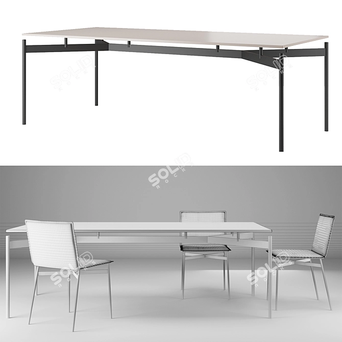 Sleek Zazu Chair and Table 3D model image 3