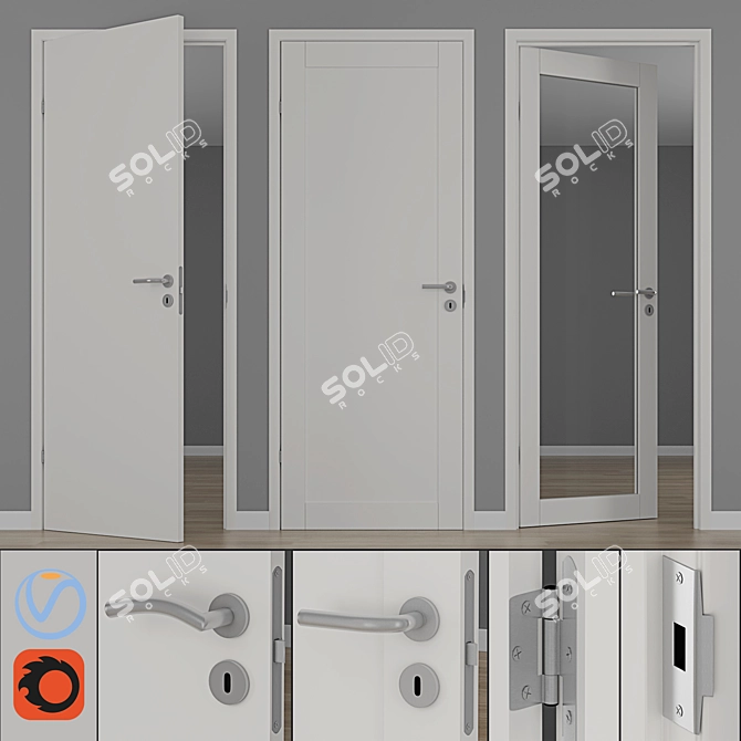Modern Easy GW 01L Interior Door 3D model image 1