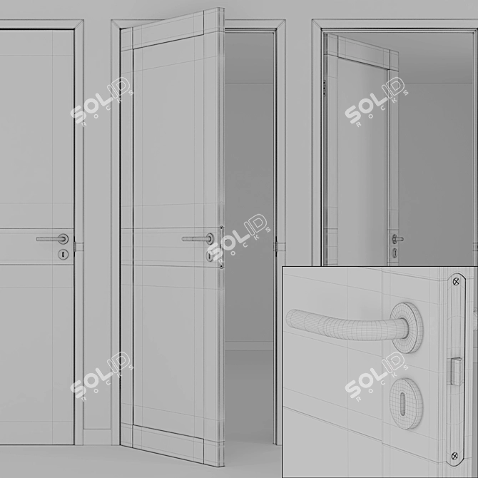 Modern Easy GW 01L Interior Door 3D model image 3